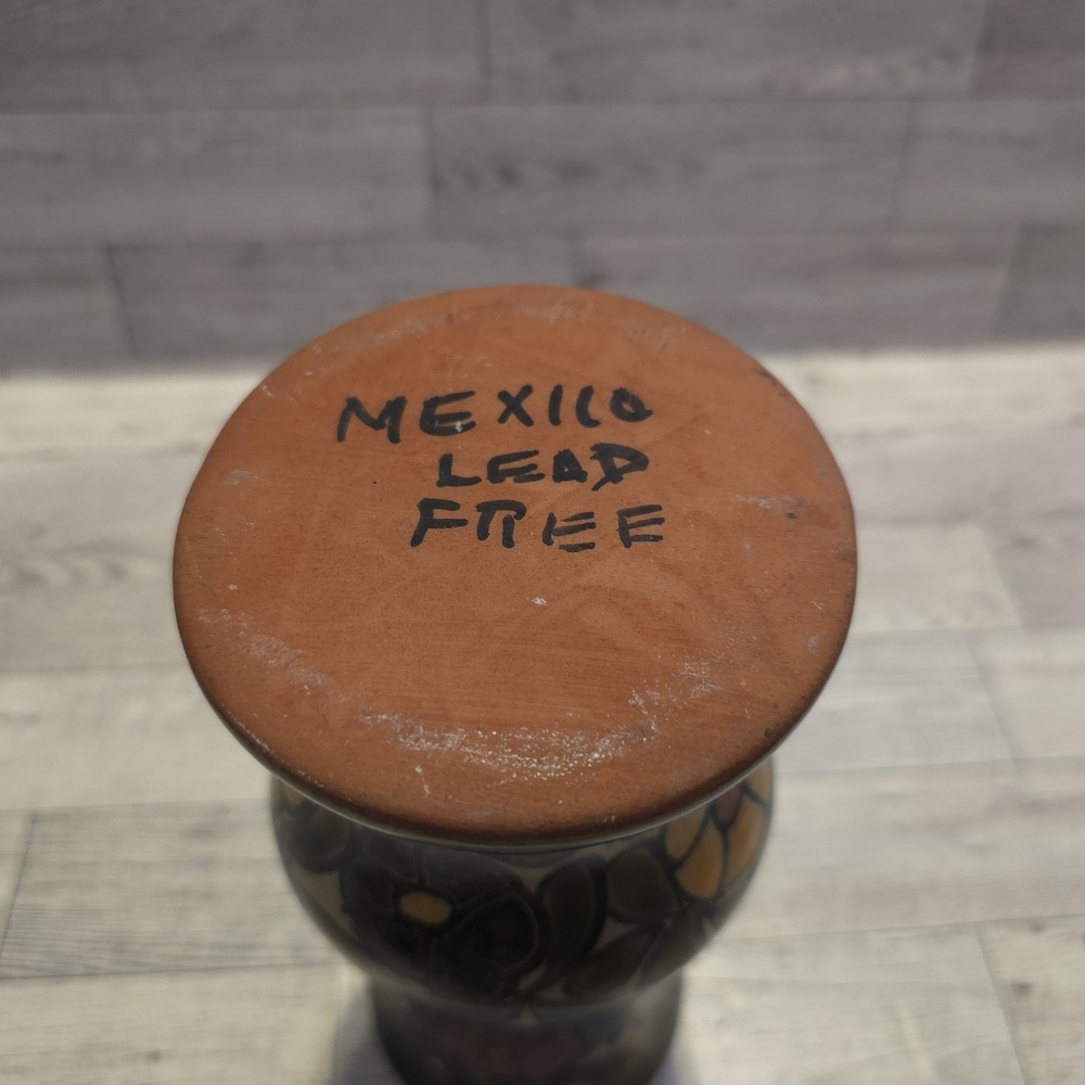 Mexican Floral Vase Folk Art Pottery Hand Painted Lead Free‎ 8.5" Tall - Picture 6 of 9